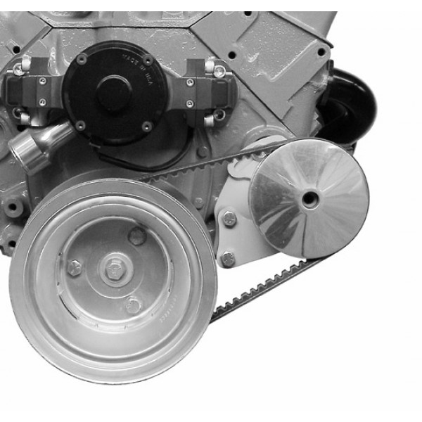 GM Type II Power Steering Pump Chrome Bracket & Pulley SBC LWP PT#JPP-PSP39K